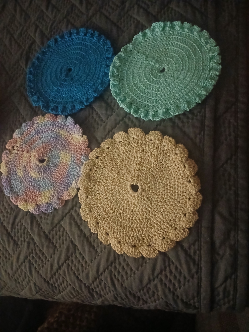 Vintage/Handmade Crochet Mini Doily Set – 4 Assorted Colors –